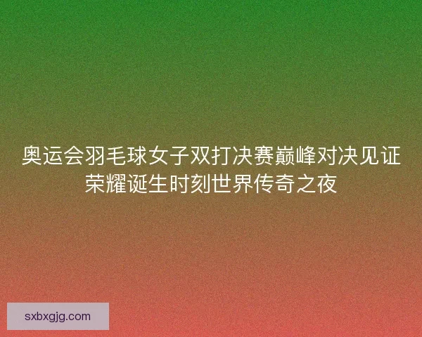 奥运会羽毛球女子双打决赛巅峰对决见证荣耀诞生时刻世界传奇之夜